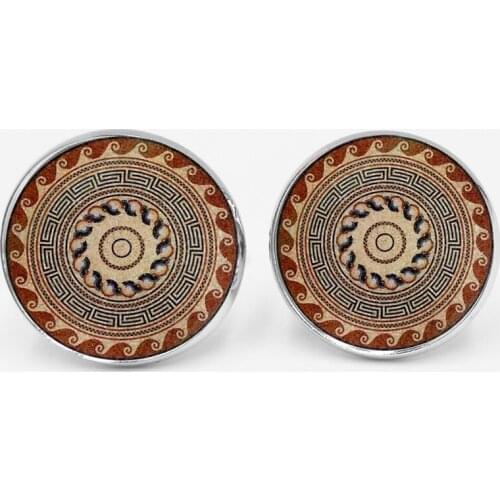 Free Shipping Handmade Quaint Badge Totem Mens Cufflinks Mens Shirt Cuffs High Quality Silver Glass Cufflinks Husband Gift