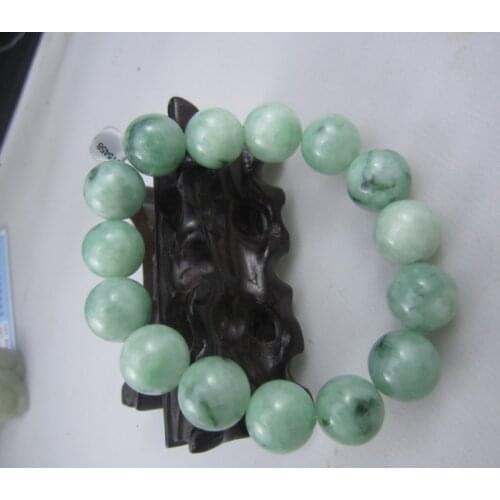 100% NATURE GRADE "A " GREEN 13MM BEADS JADE JADEITE BRACELET Strands