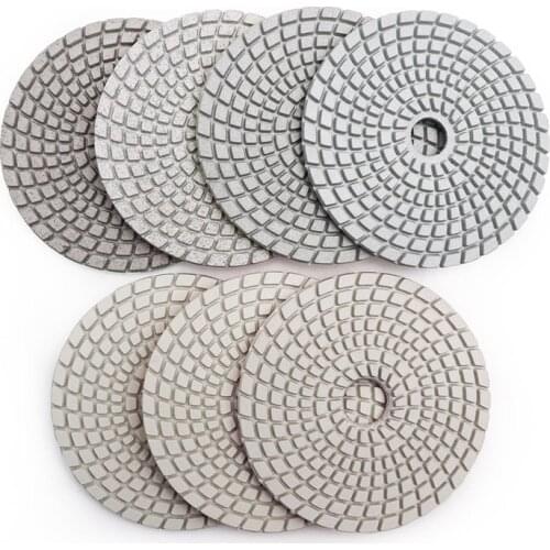 DIATOOL 7pcs/set 4" Diamond Flexible Polishing Pads for Stone Ceramic Tile White Bond No Color Fade Sanding disc grinding disc