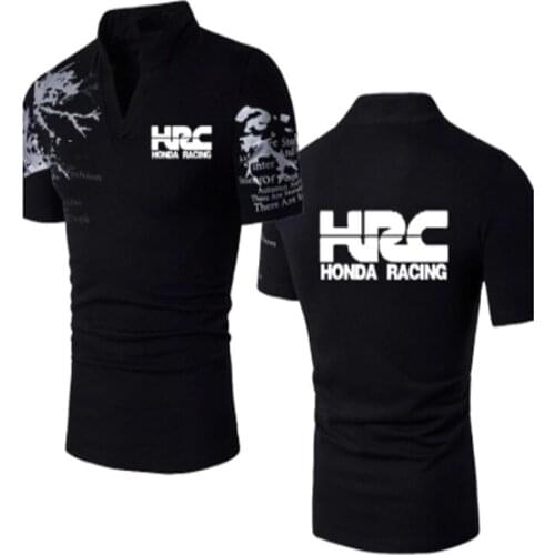 Summer Stand-up collar Printed Mens HRC car logo cotton Casual high quality tees short sleeve Harajuku Tees