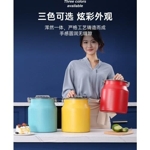 Stainless Steel Sealed Barrel M Bucket Insect-Proof Moisture-Proof Household Thickened Pet Grain Storage Cans Flour Rice