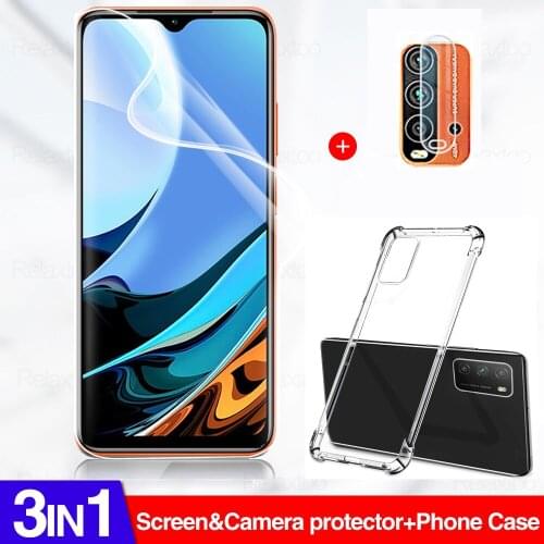 3in1 Hydrogel Film On For Xiaomi Redmi 9T 9 9A 9C Cover Case For Xiomi Poco M3 Pro F3 Protective Film Not Glass