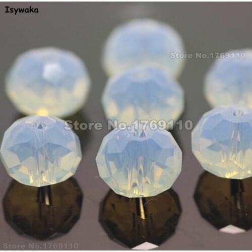 Isywaka Milky White Color 8*10mm 70pcs Rondelle Austria faceted Crystal Glass Beads Loose Spacer Round Beads for Jewelry Making