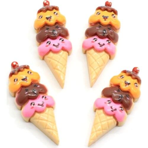 Kawaii Resin Cute Cartoon Ice-cream Flatback Cabochons For Hair Bow Centers DIY Scrapbooking Decor