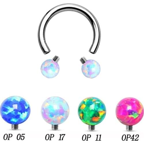 1pc Opal Stone Circular Barbell Ring Opal Horseshoe Labret Lip ring, Eyebrow ring Piercing Body Jewelry