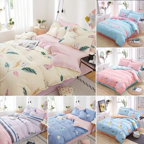 Flower Plant Printed Thicken 100% Pure Cotton Bedding Set Queen Bed Linen Cotton King Size Bedding Sets Duvet Cover 3/4 Pcs set