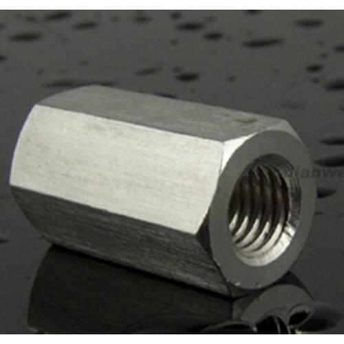 M5 304 Stainless Steel Coupling Nut, Hex Rod Coupling Nut Low Carbon Steel, 8 pcs