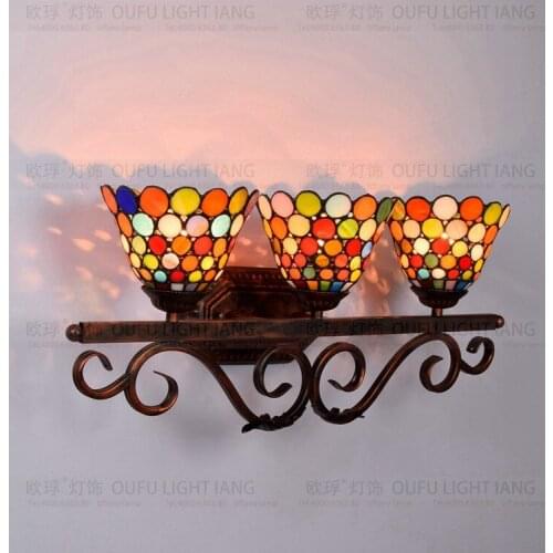 Tiffany fashion European style wall lamp Baroque Bohemia mirror light rustic bed-lighting lamps