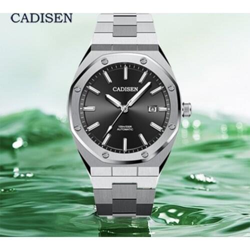 CADISEN 8179 Mens Watch Mechanical Automatic Watch Military Business Brand 100M Waterproof Stainless Steel Case Mineral Mirror