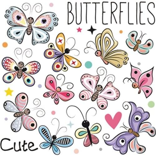 Cute Butterfly Set Patches For Clothing Hot Tear Thermal Transfer Diy T-Shirt Dresses New Design Girl Tops Patch
