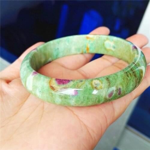 Genuine Natural Ruby Zoisite Gemstone Crystal Fashion Woman Lady Natural Stone Bangle Inner Diameter 62mm