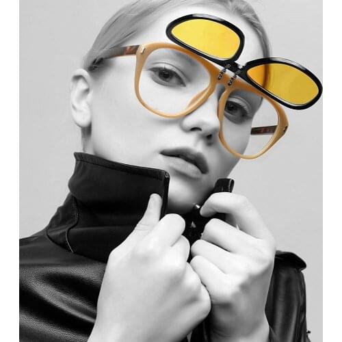 2021 New Clip on Square Women Fashion Sunglasses Fashion Vintage Ladies Square Sun Glasses