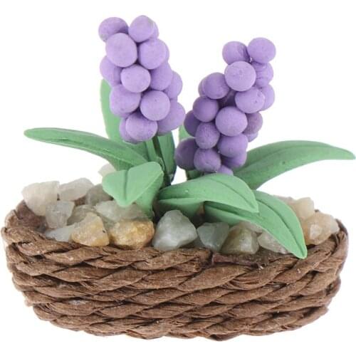 New Arrival 1:12 Dollhouse Miniature Hyacinth Potted Plant Model Furniture Home Decoration