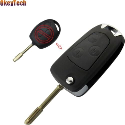 OkeyTech Flip Folding Remote Car Key Case Shell 3 Button Replacement Uncut Modified Switchblade Key for Ford Focus Fusion Mondeo