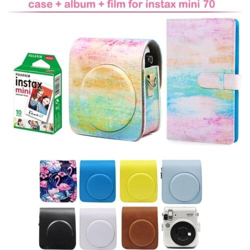 Geniune Fujifilm Instax Mini Instant Film + Protective PU Leather Camera Case Bag + Photo Album for Fuji Instax Mini 70 Camera