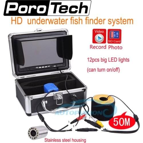 SY701 50m Professional Underwater Fishing camera 7"LCD 12 LED 1000TVL HD camera Video Fish Finder Underwater Camera+8G card free