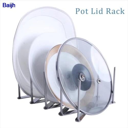 Kitchen Shelf Pot Lid Rack Multifunction Stainless Steel Organizer Pan Cover Stand Spoon Holder Cooking Dish Rack Kitchen Tool