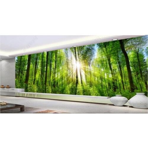 Custom photo wallpaper for walls 3 d murals European green forest sunshine tree landscape painting background wall papers decor