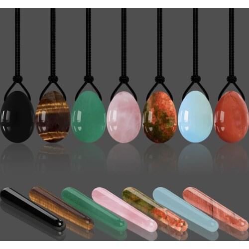 Drop Shipping Yoni Egg and Wand Set Kegel Exerciser Vaginal Massager Natural Jade Love Eggs Massage Stick and Balls