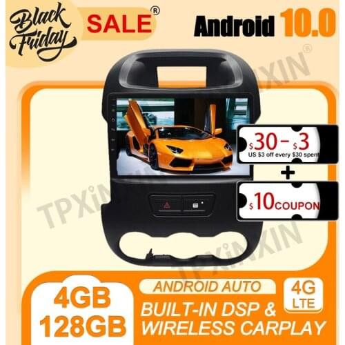 PX6 4G+128G Android 10.0 Carplay For Ford Ranger 2011-2014 Multimedia Player Auto Radio Tape Recorder GPS Navigation Head Unit