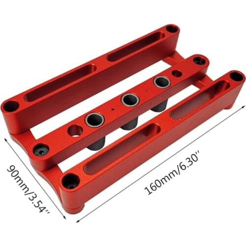 203F Self Centering Dowelling Jig Kit Wood Dowel Hole Drilling Guide Woodworking Tool Punch Positioner Locator 3-Hole Drill