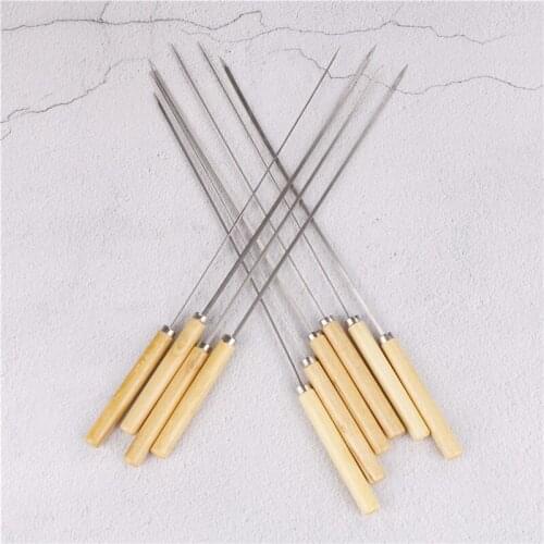 10pcs Stainless Steel Barbecue BBQ Skewers Needle Kebab Kabob Stick 35cm