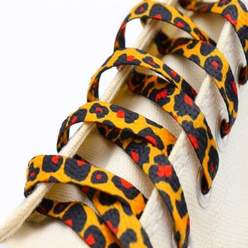 Coolstring 8MM A Pair Flat Shoelaces Accessories Men Women Sneaker 2020 Canvas Charm Cord Heat Transfer Leopard Printing Ropes