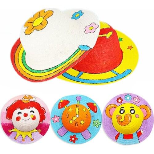 1pc Painting Straw Hat DIY Creativity Toys for Children Arts Crafts Kids DIY Kindergarten Learning Education Toys Teaching Toy