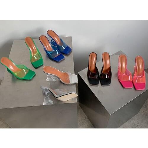 Summer Sandals High Heels Shoes For Women 2021 Fashion Female Spike Heels For Party Slides Ladies Chain Sandals Shoes 35-42 Size