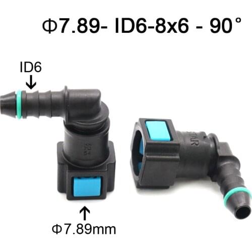 High Quality 7.89mm ID6 8x6 SAE 5/16 Fuel pipe joint Fuel line quick connector plastic fittings female connector 90 degree 2PCS