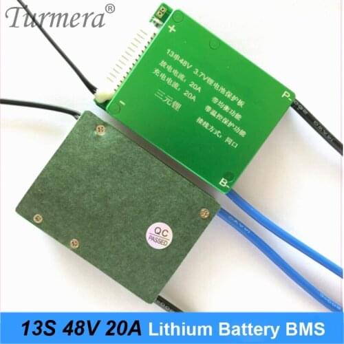 Turmera 13S 48V 20A BMS 18650 21700 Lithium Battery Protection Board Common Port for 48V Electric Bike and E-Scooter Battery Use