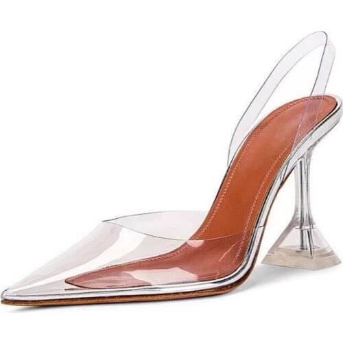 2021 Brand Women Jelly Sandal Fashion crystal clear heeled Slingbacks Gladiator Sandals High heels Summer Wedding Bridal Shoes