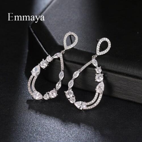 Emmaya New Arrival Waterdrop-shape Earring White Color For Women&Girls Fashion Ornament Hollow Out Style In Banquet Shiny Gift