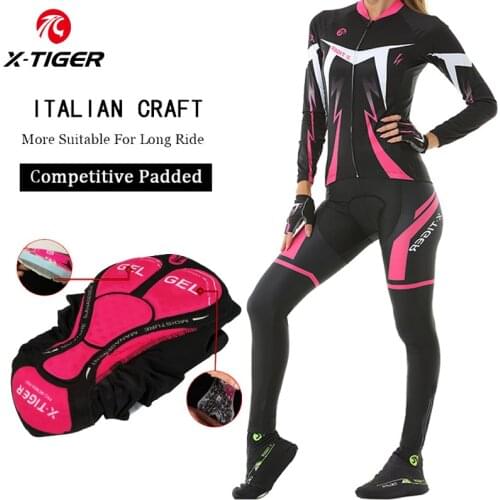 X-Tiger Anti-UV Spring Women Cycling Set 100% Polyester Bicycle Cycling Wear Cycling Bike Clothes Cycling Jersey Set