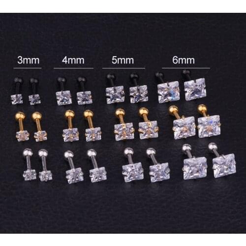 1pc Stainless Steel Star Moon Zirconia Cartilage Earring for Women Fashion Crown Helix Ear Piercing Fashion Jewelry