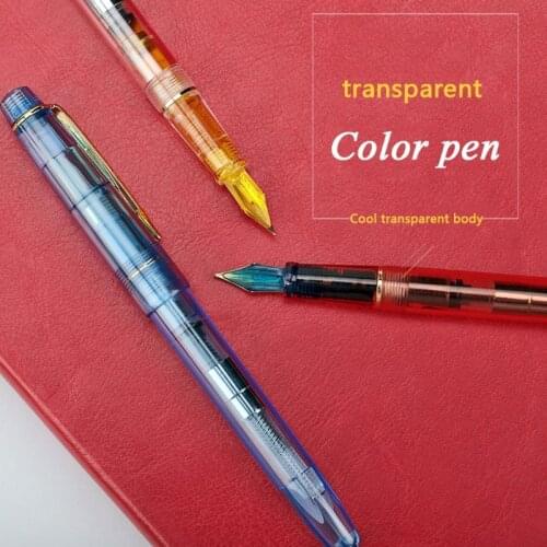 1PC Transparent Fountain Pen Fine Nib Students Stationery Supplies Writing Tool A0NB