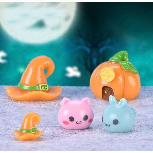 20pcs Cute Children Toy Gift Decor Halloween Pumpkin Lantern Ghost Witch Hat and Other Mini Cartoon Living Room Accessories