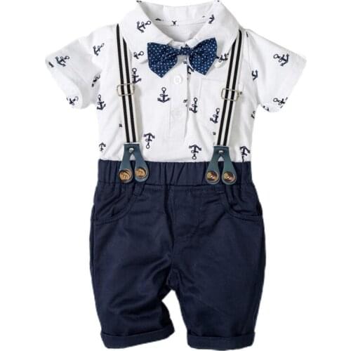 2020 Summer Baby Boys Clothes Set 100% Cotton T-Shirts+Pants 2Pcs Wedding Birthday Baptism Clothing Suit Kids Child Outfits