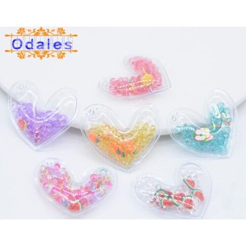 24Pcs/lot Lovely Shake Diamonds Heart Appliques with Fruit Slices Shake Baby Girls Bag/Key Ring Patches Crafts Accessories