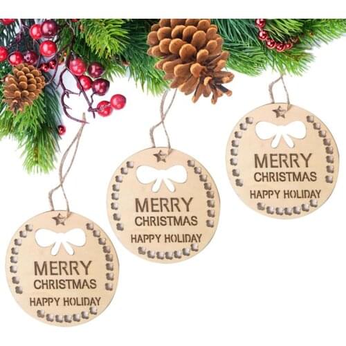 3 Sets Christmas Hanging Ornament DIY Hollow Round Wood Ornament Xmas Tree Decor Xmas Tree Hanging Art Crafts Ornaments