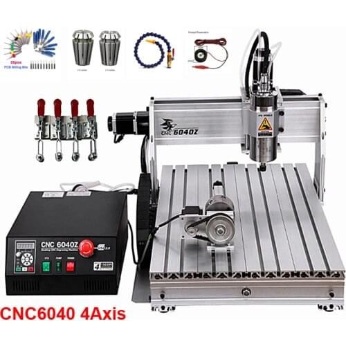 4 AXIS CNC router 6040 cnc engraving machine 1.5KW spindle USB port woodworking water jet cutting machinery