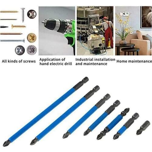 7pcs Alloy Steel Anti-slip Head Screwdriver Bits Hand Tools Magnetic Screwdriver Drill Bits Set Single Head Cross Bit Drill