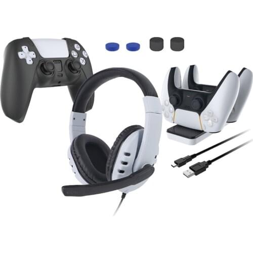 8-IN-1 Charging Dock Headphone Rocker Caps Silicone Cover Fit for PS5 Controller Game Accessories