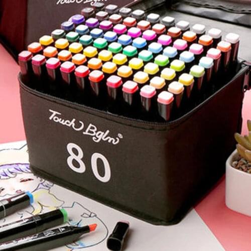 80 Colors Permanent Markers Pens Alcohol Ink Markers Brush Based Sketch Felt-Tip Professional Drawing Marker Set Art Supplies