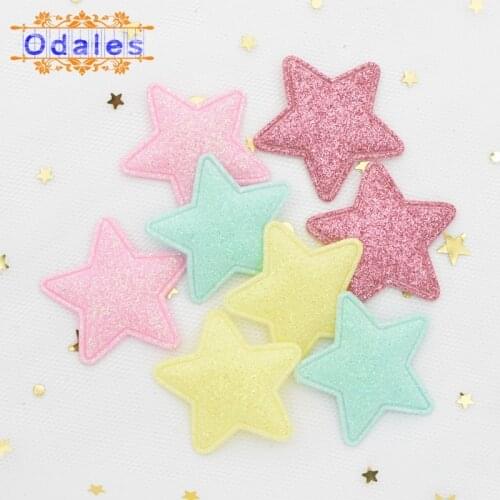 80Pcs/lots Felt Padded Star Appliques Candy Color Sparkling Star Patches for Decoration Kids Shoes Girls Hairpins Ornaments