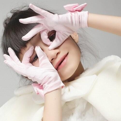 Little Girl Gloves Satin Flower Girl Party Bowknot Gloves for Kids Ceremony Wedding Accessories Wedding Gloves Satin Short