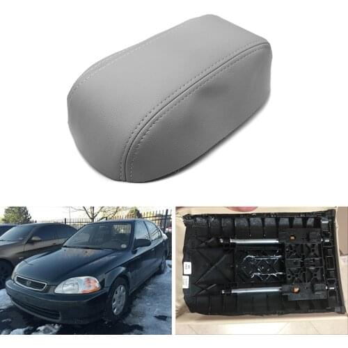 Car-styling Microfiber Leather Interior Center Control Lid Armrest Box Cover Trim For Honda Civic 1996 1997 1998 1999 2000 Gray