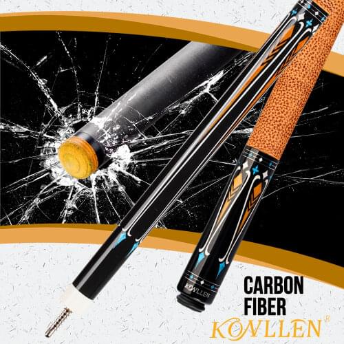 KONLLEN Billiards Carbon Energy 12.5mm Carbon Fiber Pool Cue Shaft Stick 3/8*8 Radial Titanium Alloy Joint Cowhide Grip Play Cue