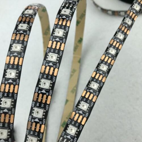 BLACK PCB 60leds/m SK6813HV-09-6P DC12V addressable full color RGB 5050 LED strip;5m/reel;waterproof by silicon coating;IP65