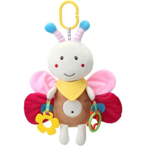Baby Molars Teether Appease Doll Baby Toys Multi-Function Cartoon Animal Crib Bell Lanyard Plush Toy